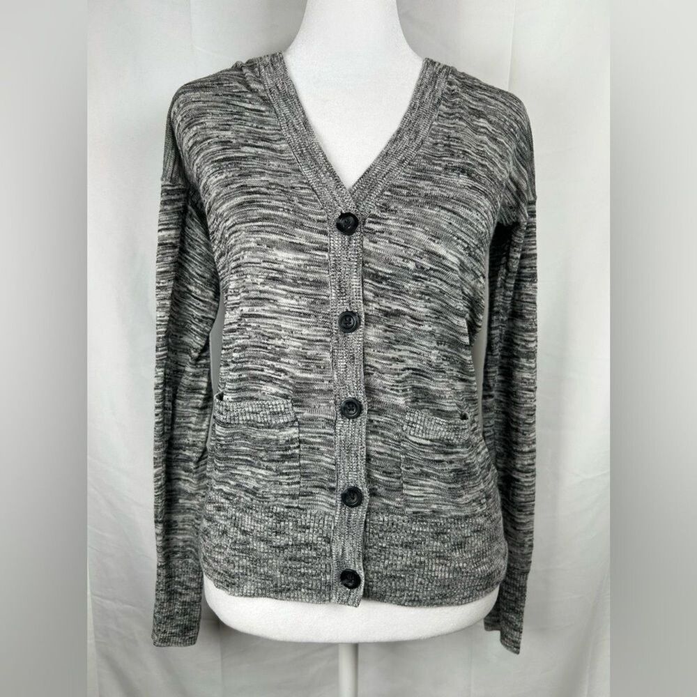 Mossimo Cardigan XS Gray Marled V Neck Button Front Sweater Work Business Casual